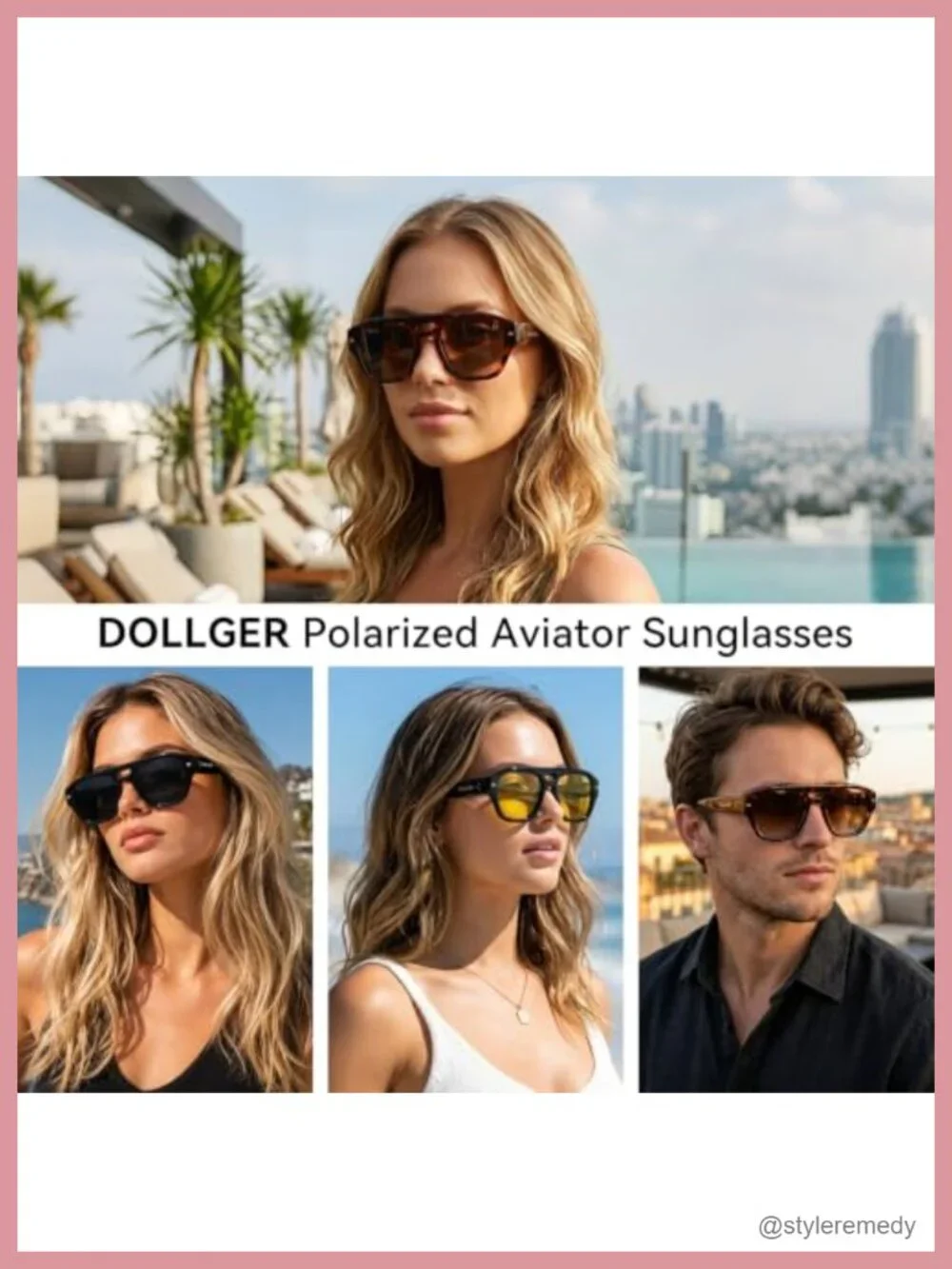 Polarized Aviator Sunglasses Oversized Acetate Square Designer UV Protection